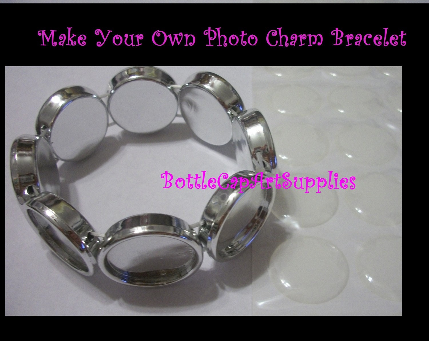 1pc 20MM Round Photo BLANK Frame Charm Settings Bracelet