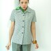 70's Vintage Graphic TWEED PRINT Boxy Blouse Top Poly Knit Shirt