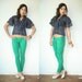 70's Vintage Semi Sheer Navy Blue Ruffle Polka Dot Blouse