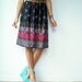 80's Vintage Semi Sheer Floral Print Stripe SCARF High Waist Skirt