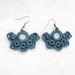 Romantic Hand Crocheted Lace Flower Earrings in Teal Blue