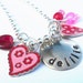 Hand Stamped Red Heart Charm Necklace
