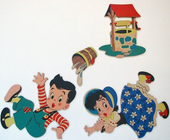 Vintage Mother Goose Pin-Ups Jack and Jill 4 Piece by five6seven8