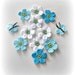 Blue, Aqua, White, Green, Crochet Flowers, 12 pieces, Fairytale Crochet Flowers and Butterflys