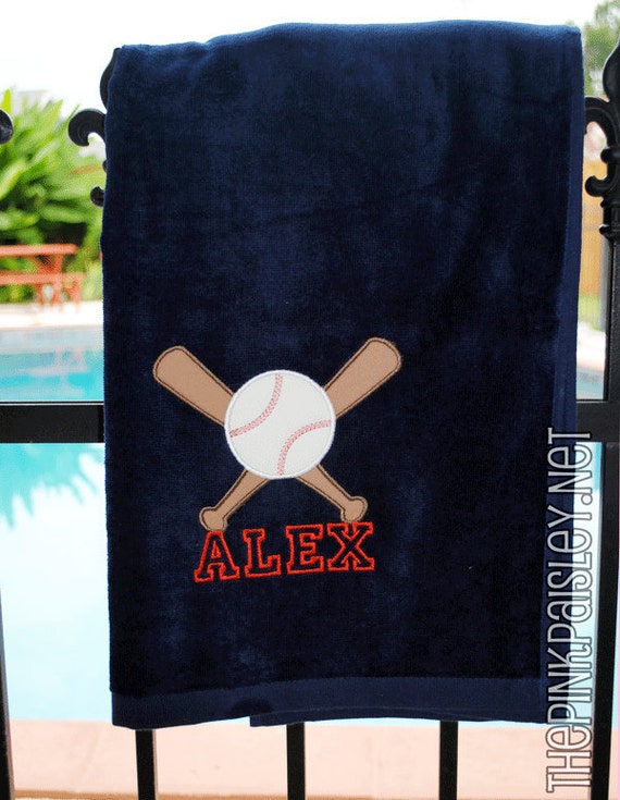 Monogram Baseball Beach Towel by PinkPaisleyMonograms on Etsy