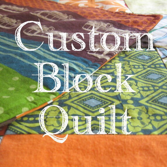 Items similar to Custom Block Quilt with Organic Cotton Lining You