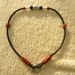 Braided Kangaroo Leather Dog Tag Collar With Beads/Knots