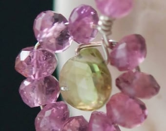 Little Spring Flower Tourmaline and Peridot Sterling Silver Earrings