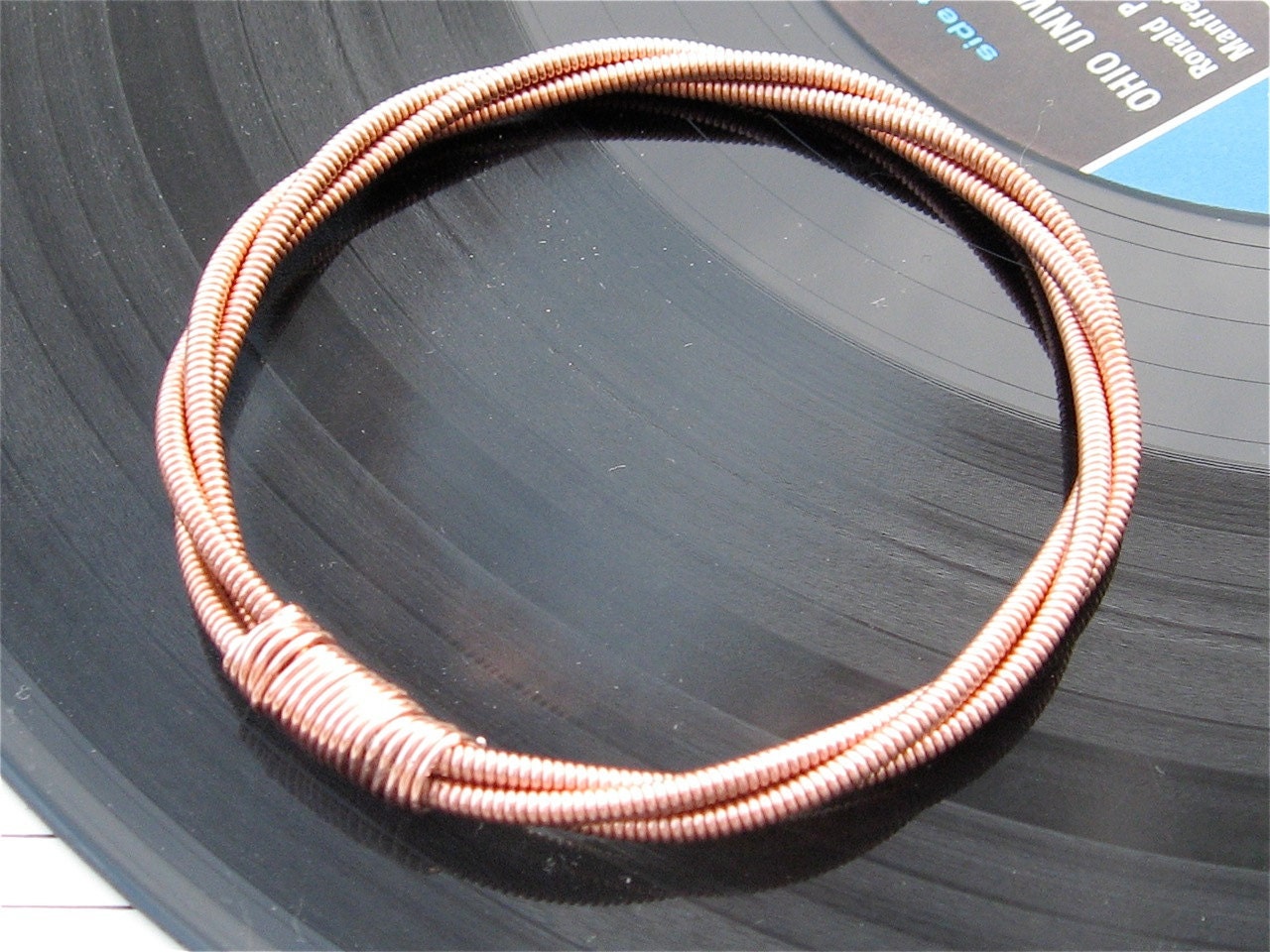 Recycled PIANO String Bracelet copper colored by foxdesignsjewelry