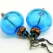 20% off Spring Sale- Aqua blue and Orange Lampwork Beads Earrings - Artisan Made
