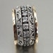 Great 9k Gold and Sterling Silver CZ Swivel Band Ring size 7