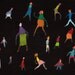 People in Motion / ORIGINAL PAINTING/ acrylic black painting / small people / pattern
