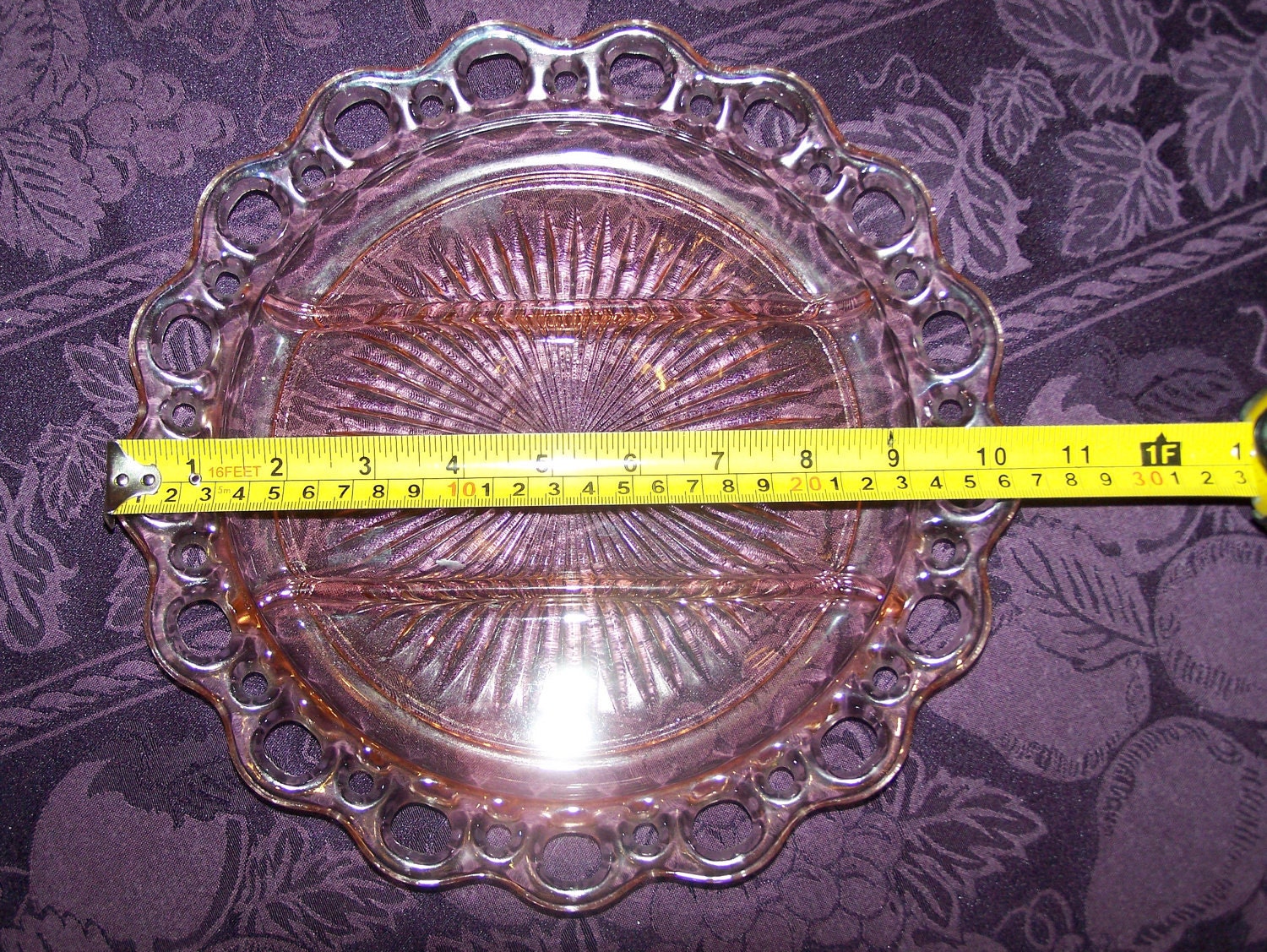 Antique Pink Depression Glass Old Colony Lace Edge Open Lace