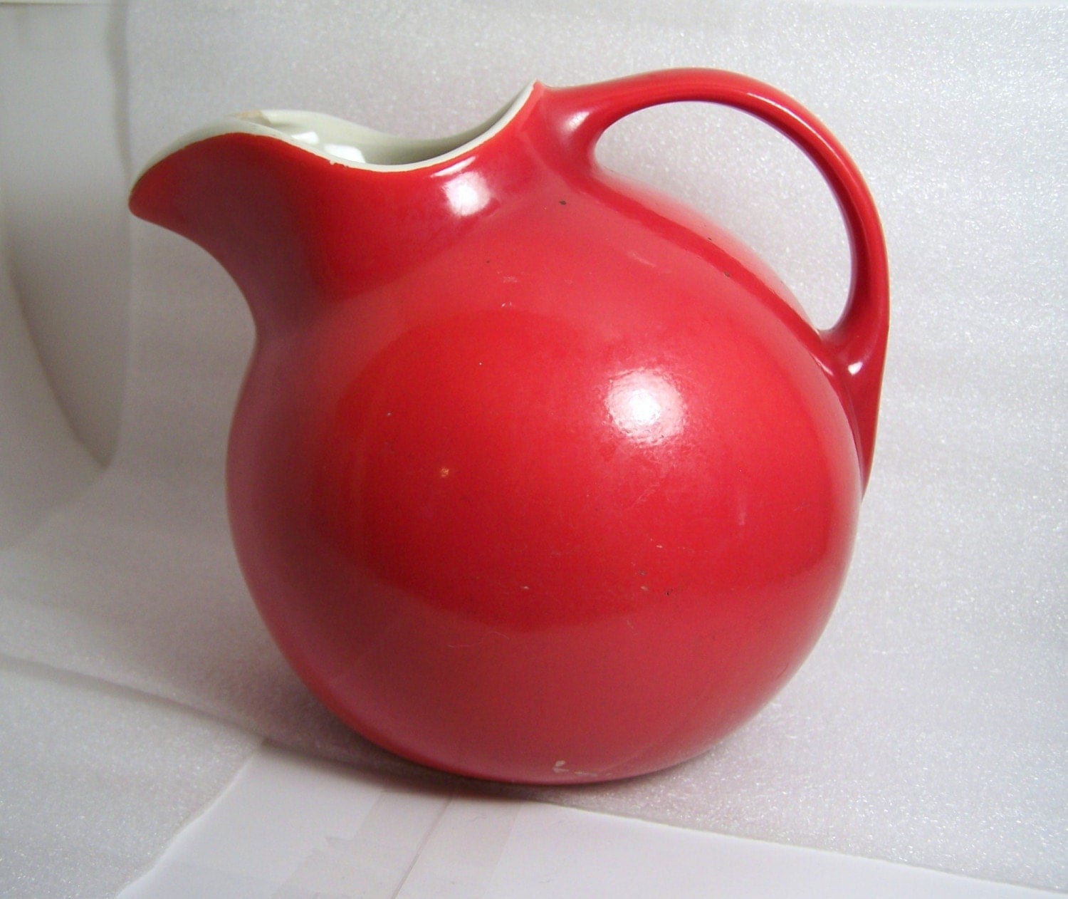 Vintage Ball Red Hall Water Pitcher Lemonade Jug