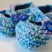 Baby Booties Blue Green Purple Buttons