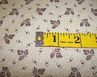 1800S GOLDISH WITH TINY BROWN ACORNS  OAK LEAVES 1 YD