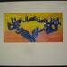 Skydiving Formation 8way at Sunset Matted Painting Print Skydive Parachute Art