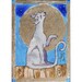 Cat Art Watercolor Painting Original Cat Painting Moon Light ACEO Night Sky Celestial Kitty Cat Singing