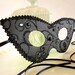 Black on Black Glitter & Swirls Masquerade Mask with Black and Grey Jewels