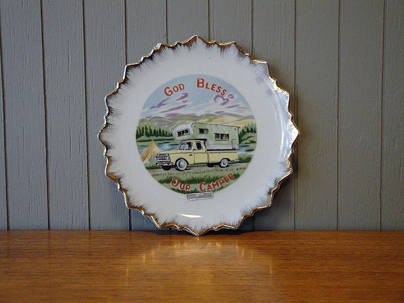 1960s God Bless Our Camper Decorative Plate