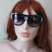 80s Oversized Black SUNGLASSES with rainbow stripes