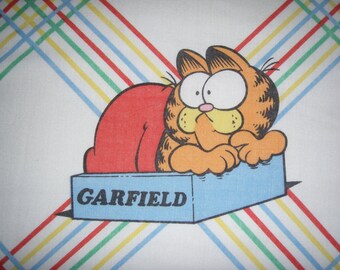 Sleeping Garfield TWIN FLAT Sheet - Reclaimed Bed Linens
