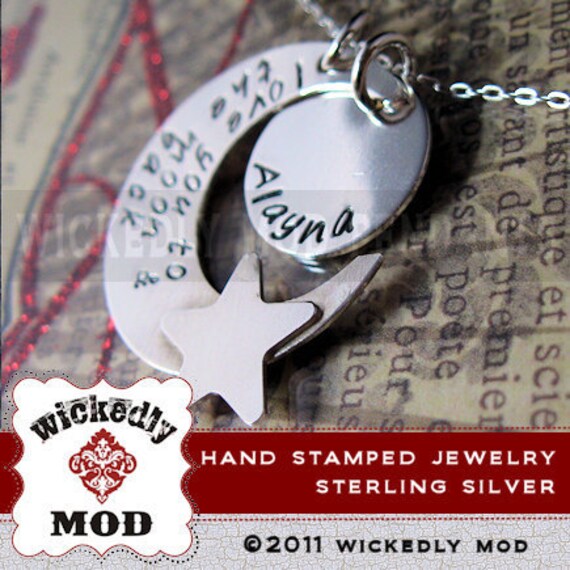 Hand Stamped Jewelry Personalized Necklace by wickedlymodpendants