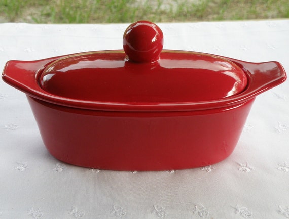 Butter Boat/Keeper/Dish True Red New Pottery by vdavidsonpottery