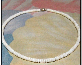 Real Ivory White Puka Shell Necklace or Bracelet - Small Cone Shells - 7" to 24"