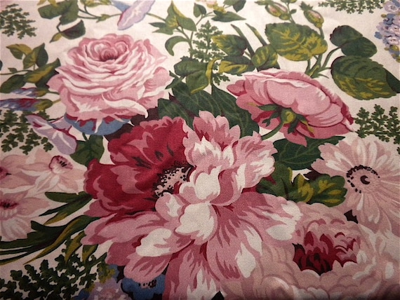 Vintage Fabric Schumacher Waverly Pink Roses By the Yard