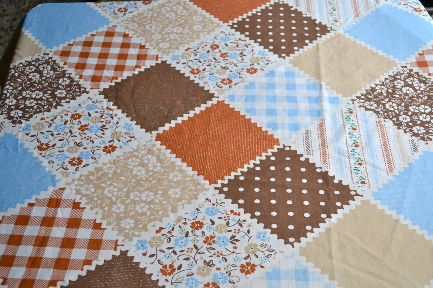 Vintage Bed Sheet Calico Patchwork Quilt Print Twin
