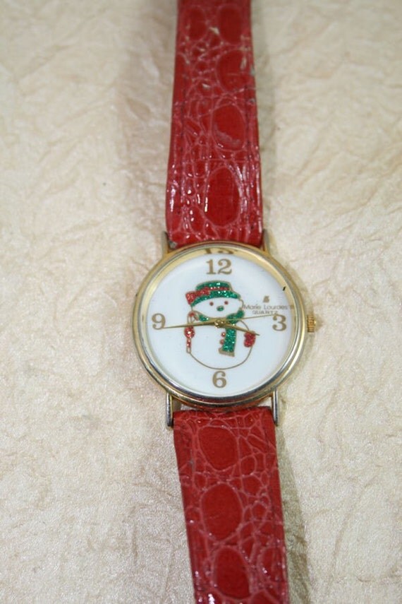 Vintage Christmas Snowman Watch Marie Lourdes Quartz in Fully