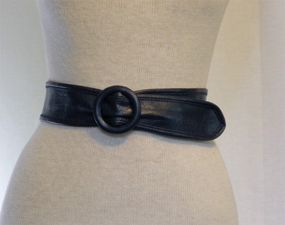 Vintage Navy Blue Wide Sash Vintage Belt