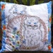 Vintage Cat in a Basket Pillow Cover / Hand Embroidered / Shabby Chic