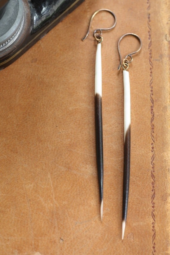 Author/Unknown Porcupine Quill Earrings by Prairieoats