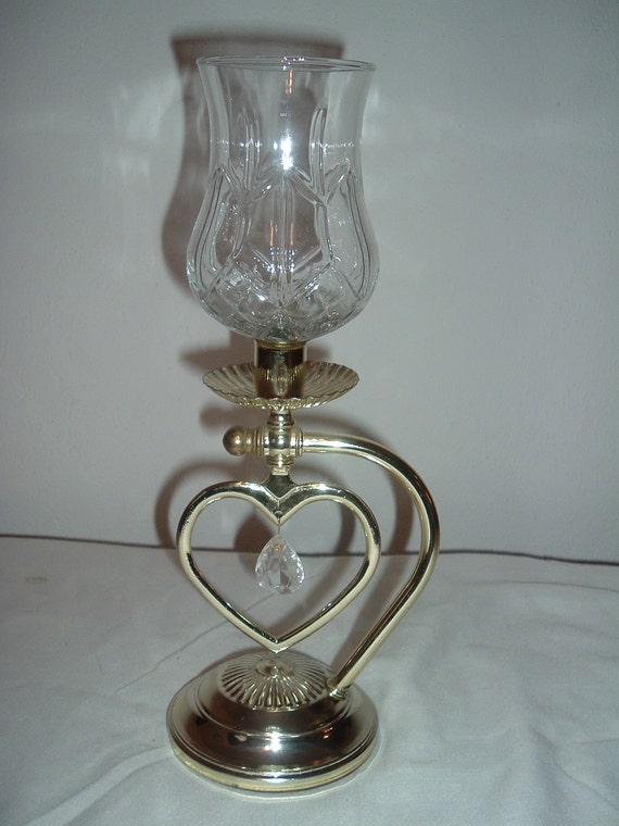 Polished BRASS and GLASS CANDLE Holder by handymanhowto on Etsy