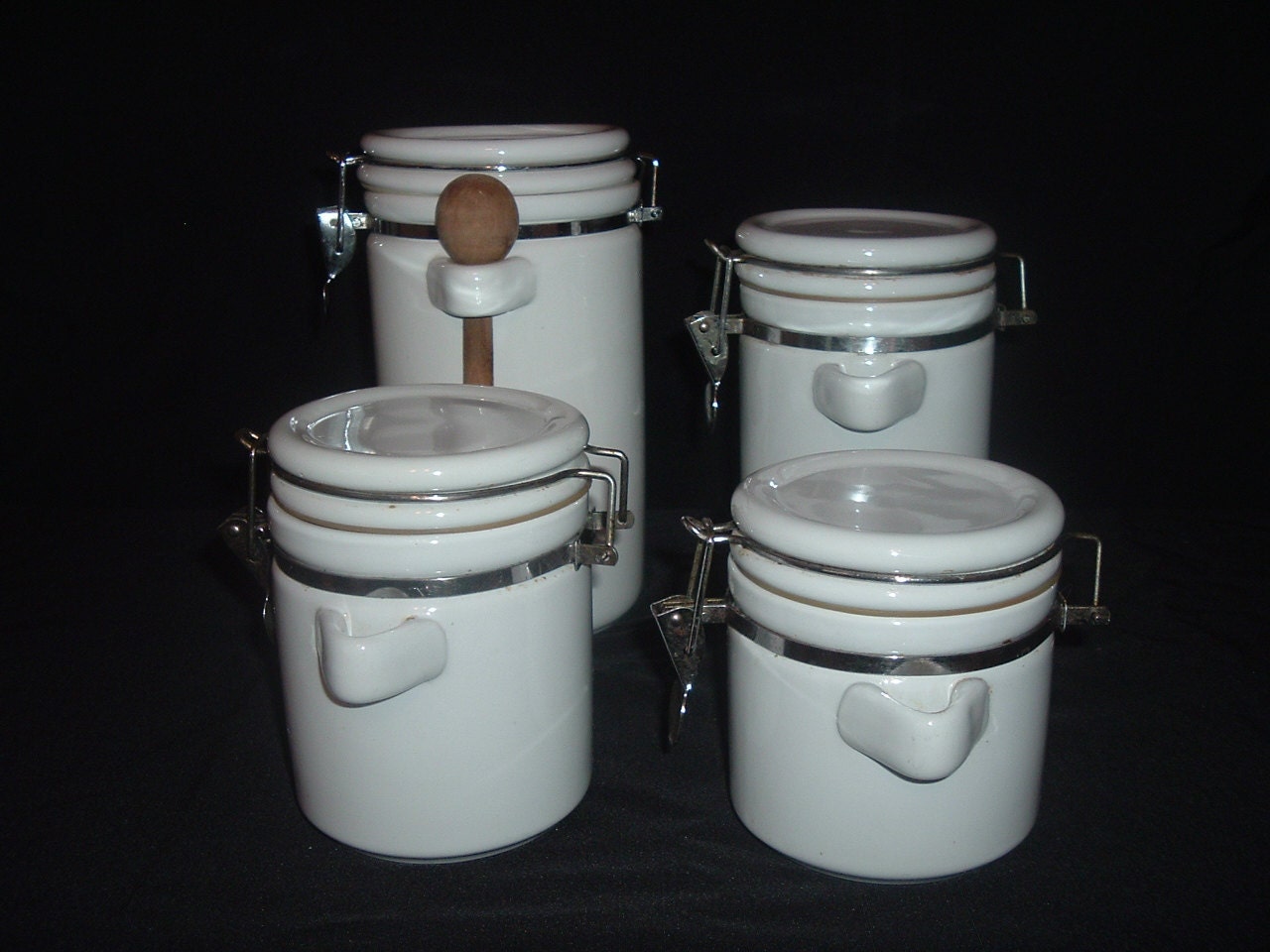 Vintage White 4 Piece Ceramic Canister Set   Il Fullxfull.265387591 