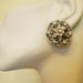 NOT 4 Sale on hold Antique Vintage Earrings 40s Celluloid Carved FlowerRhinestones White Blk Accents