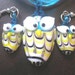 Owl Necklace an Earrings Handmade Lampwork Glass Beads Cute Hooties Rayon Ribbon or Gold Tone Chain