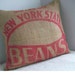 Throw Pillow Vintage Burlap Bean Sack Red Graphics