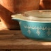pyrex snowflake winter blue lid vintage kitchen mad men mid century