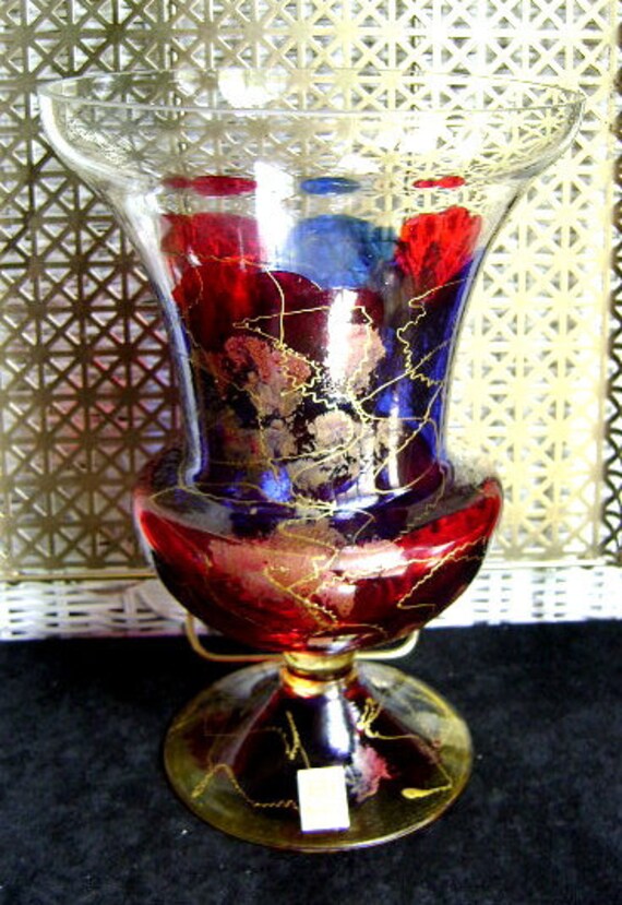 Sale...Spectacular Hand painted Royal Danube Crystal vase in