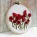 Hand Embroidered Red Poppies Wall Decor