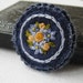 Blue Brooch with Yellow Roses