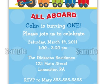 Little Animals Train Birthday or Baby Shower Invitation