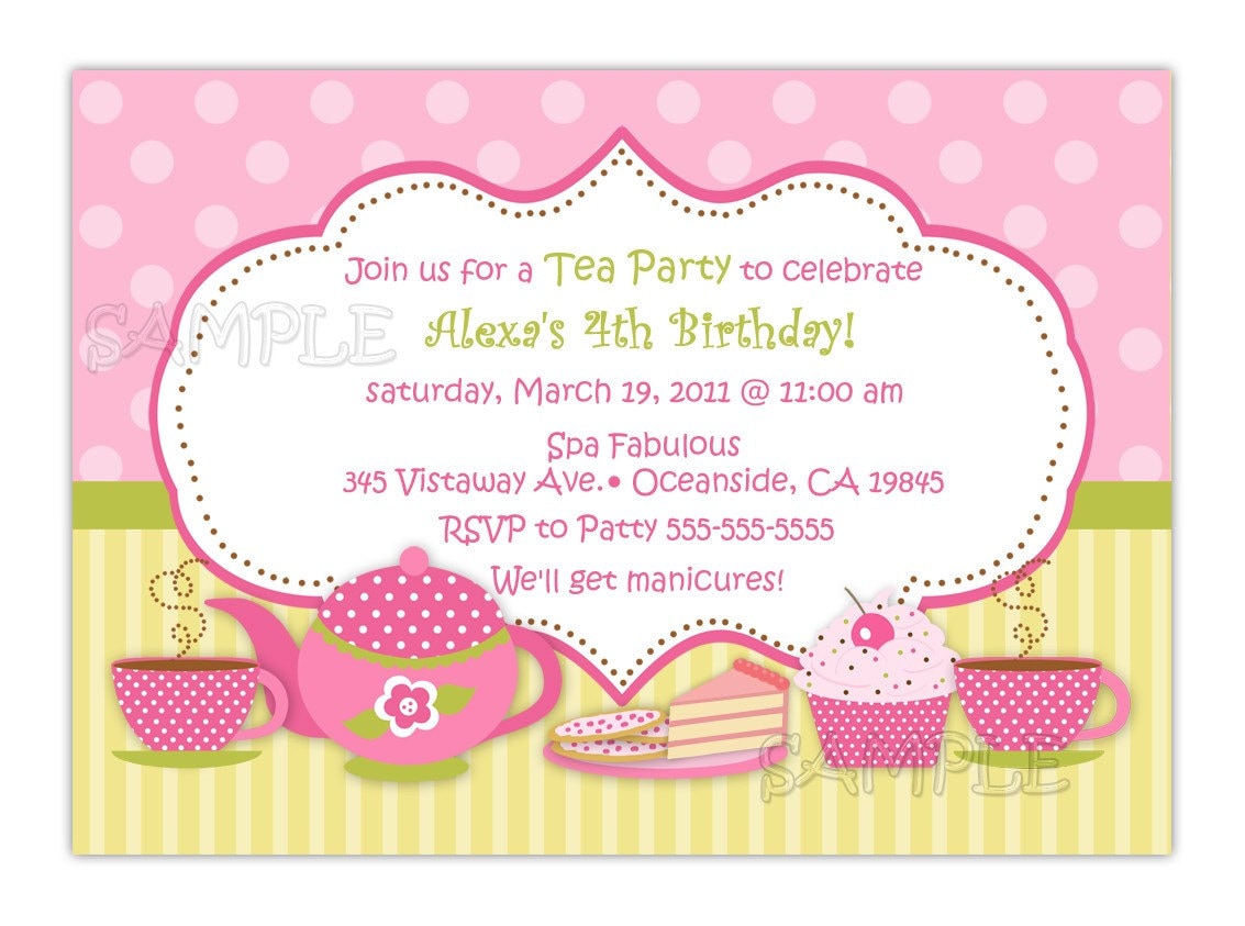 Tea Party Birthday Invitation You Print