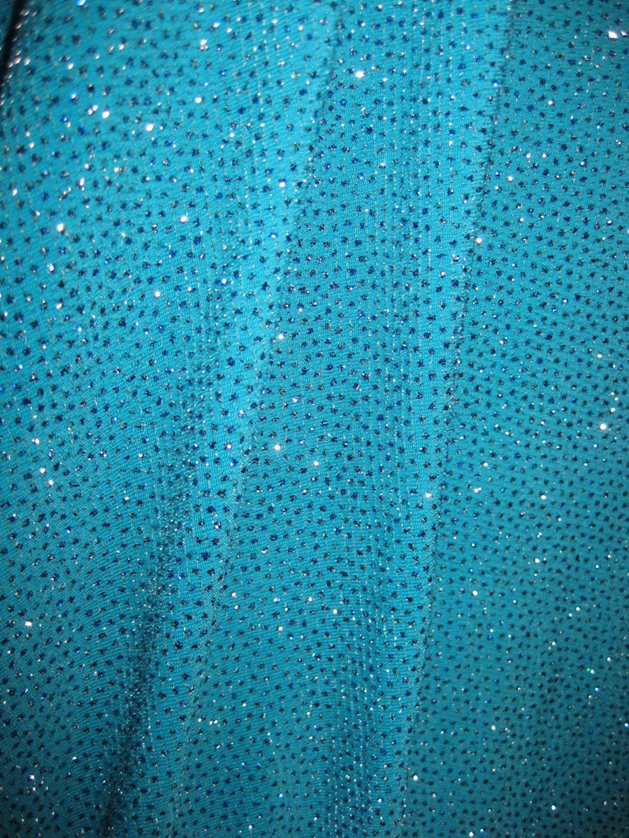 Bright Blue Glitter Slinky Lycra Fabric 3 small pieces