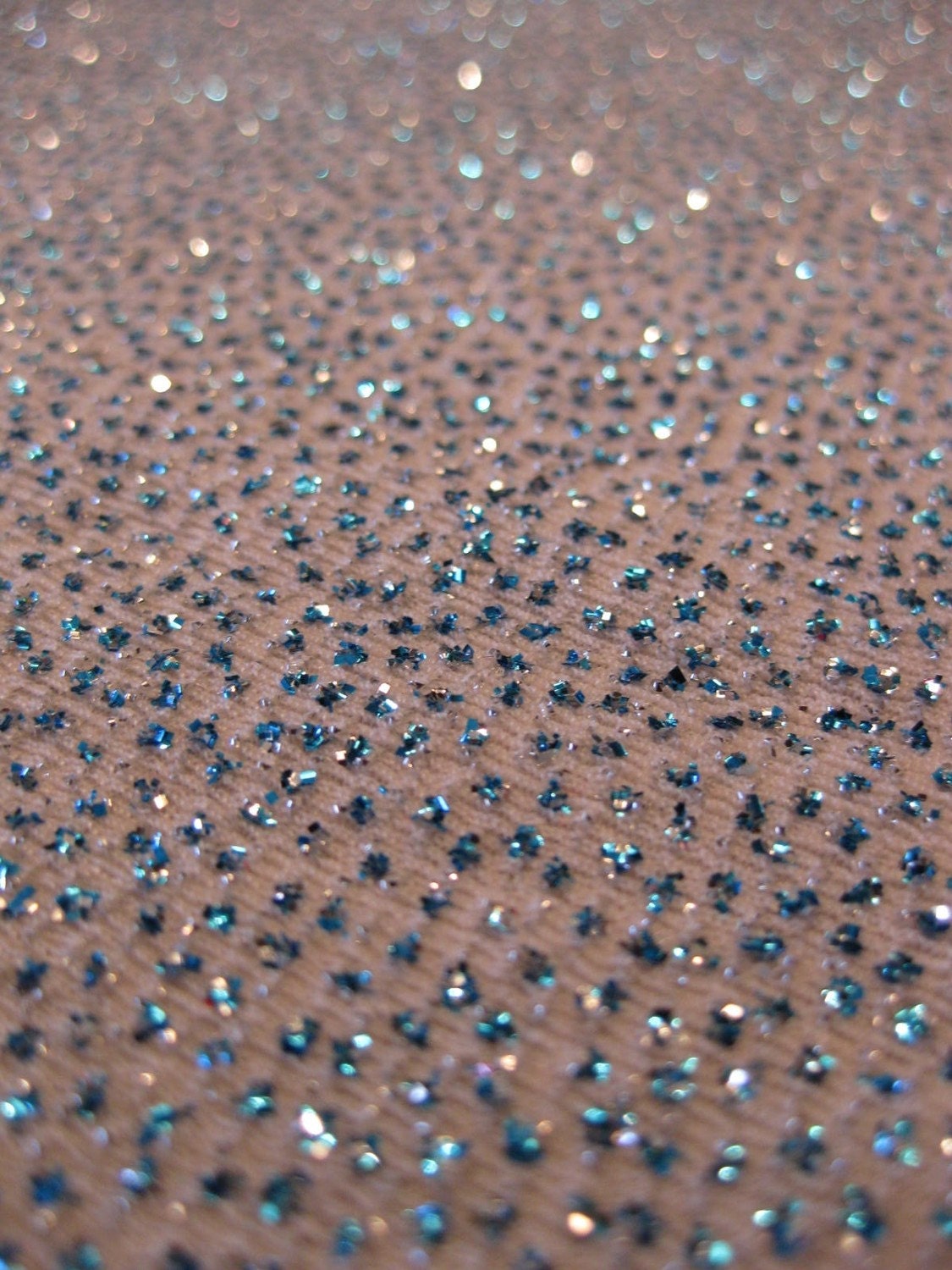 White with Turquoise Glitter Slinky Lycra Fabric 3 x