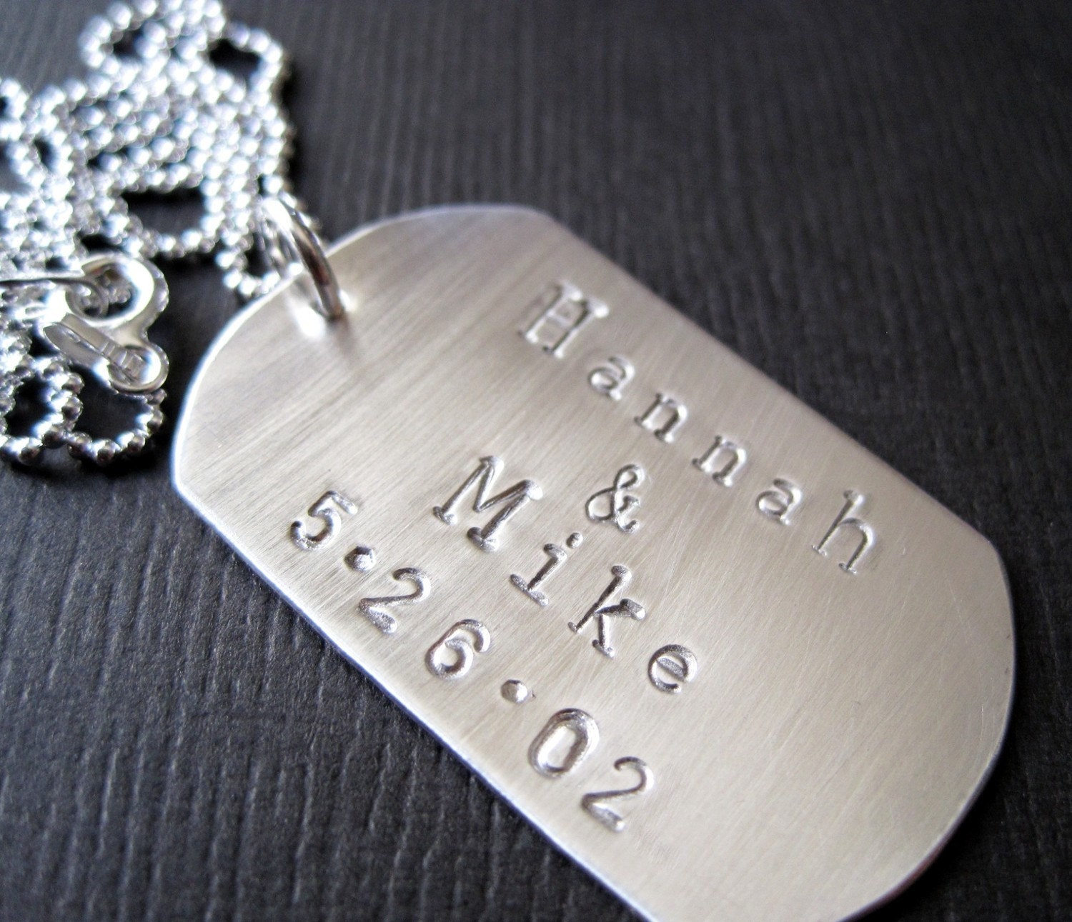 Personalized Men's Dog Tag Necklace Hand Stamped