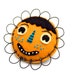 Folk Art Flower Face Brooch, wire and felt cute lady face, embroidered felt flower wire art